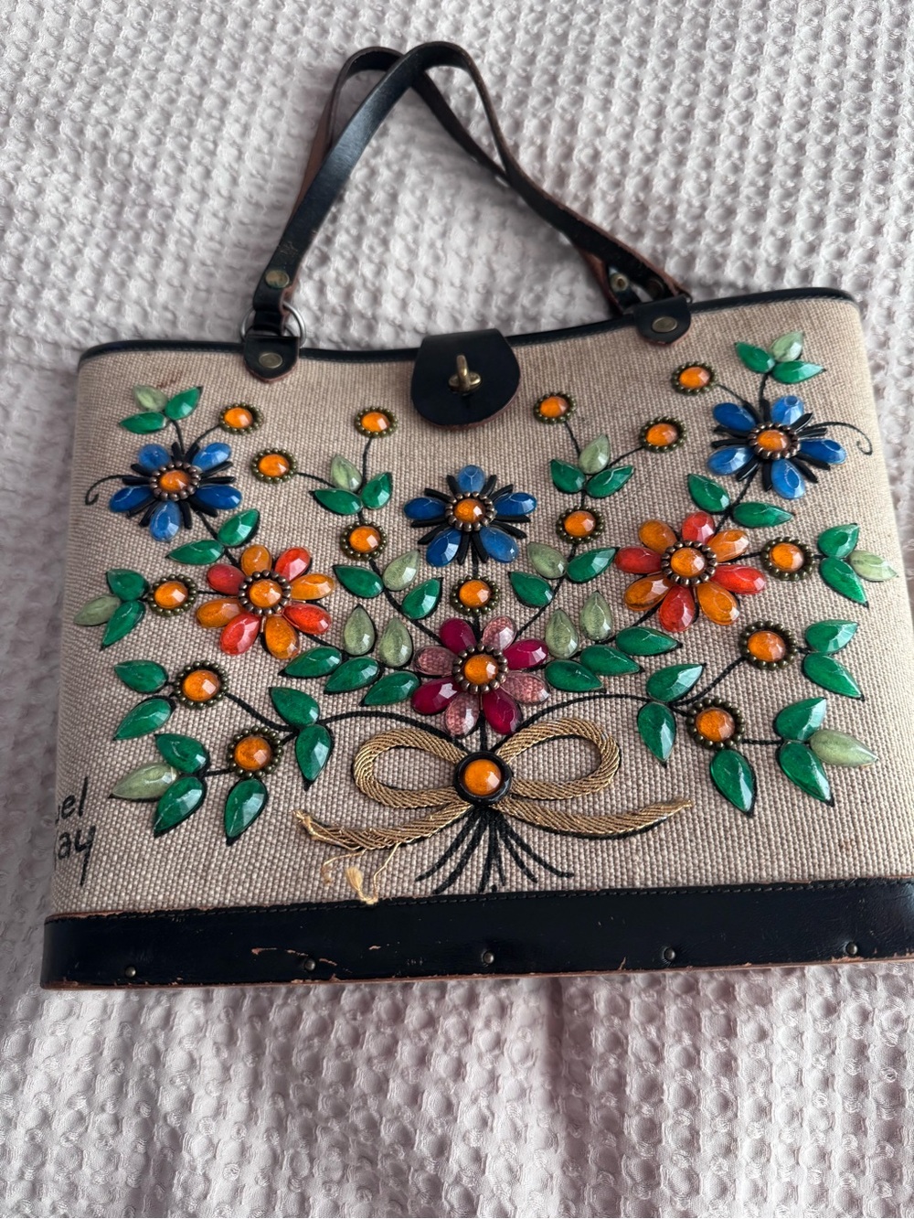 Floral Jeweled Tote Bag - Multicolor